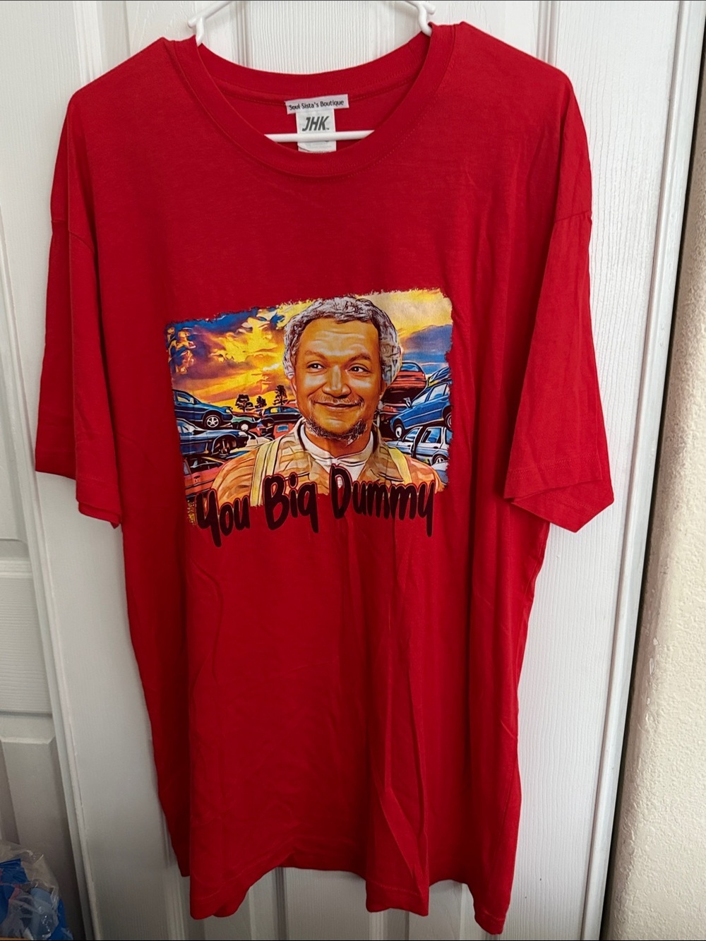 Red Graphic Short Sleeve Tee with Front Illustration - Picture 4 of 5